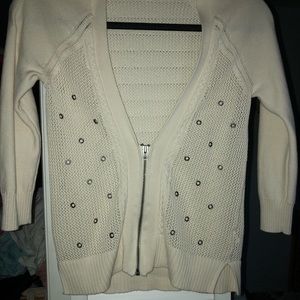 American Eagle Cream Cardigan w/ metal washers